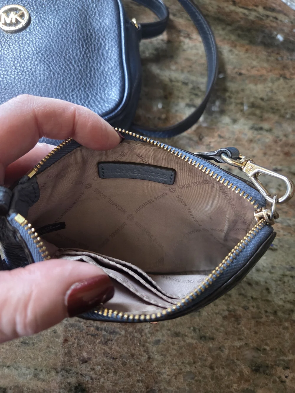 Michael Kors Mini Navy Leather Crossbody Bag Set